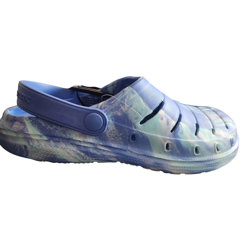 Rugged Shark Womens Blue Marble EVA Clog Slip On Water Shoes Size 9